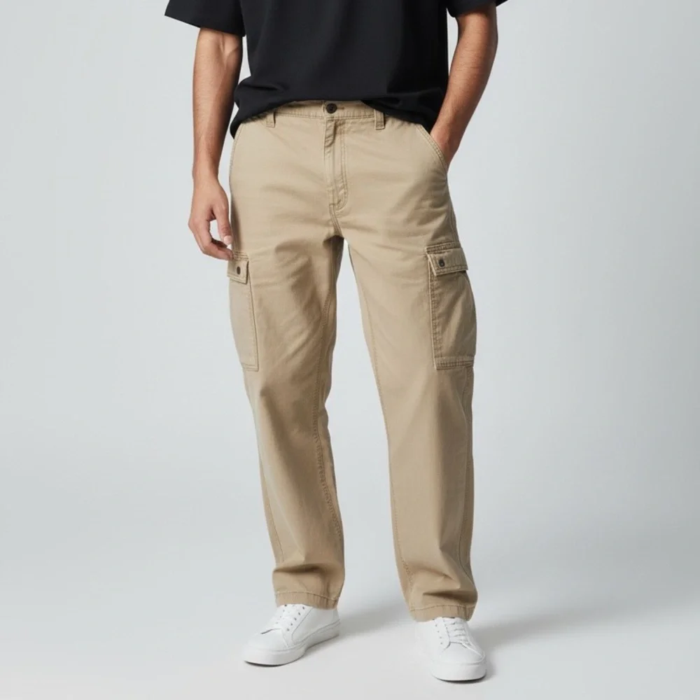 Carhartt Khaki Cargo Workwear Utility Casual Snap Pockets Zip Pants Mens 44 X 30